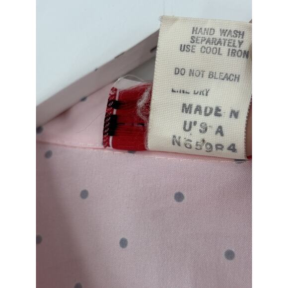 Spare Parts Vintage Blouse Womens Medium Pink Polka Dot Sheer Button Up Casual - Picture 7 of 16